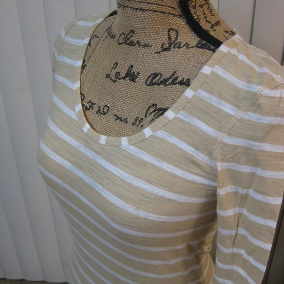 NWT Guess white tan beige striped t tee shirt top XS extra small - Picture 2 of 5